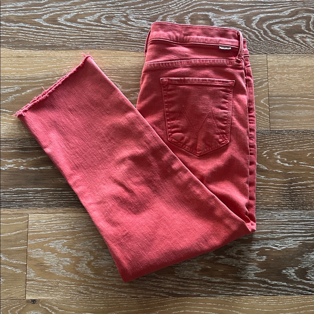 MOTHER stretch jeans. Washed out salmon frayed hem,size 34. Excellent condition